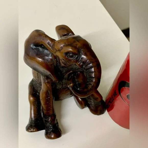 Vintage Mid Century Antique Sitting Playful Baby Elephant Figurine Statue